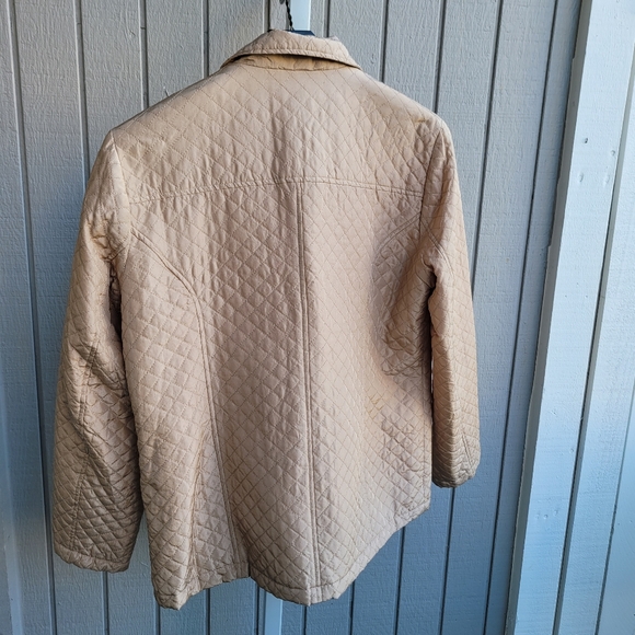 Washable Silk Diamond-Quilted Collared Lightweight Jacket ~flaw~ Beige NE… - Picture 8 of 14